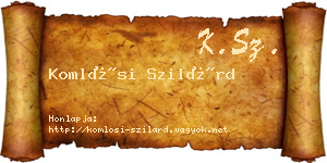 Komlósi Szilárd névjegykártya